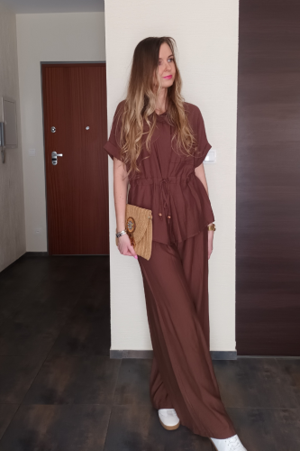 wiskozowy-komplet-czekoladowy-braz-koszula-spodnie-dla-wysokiej-kobiety
